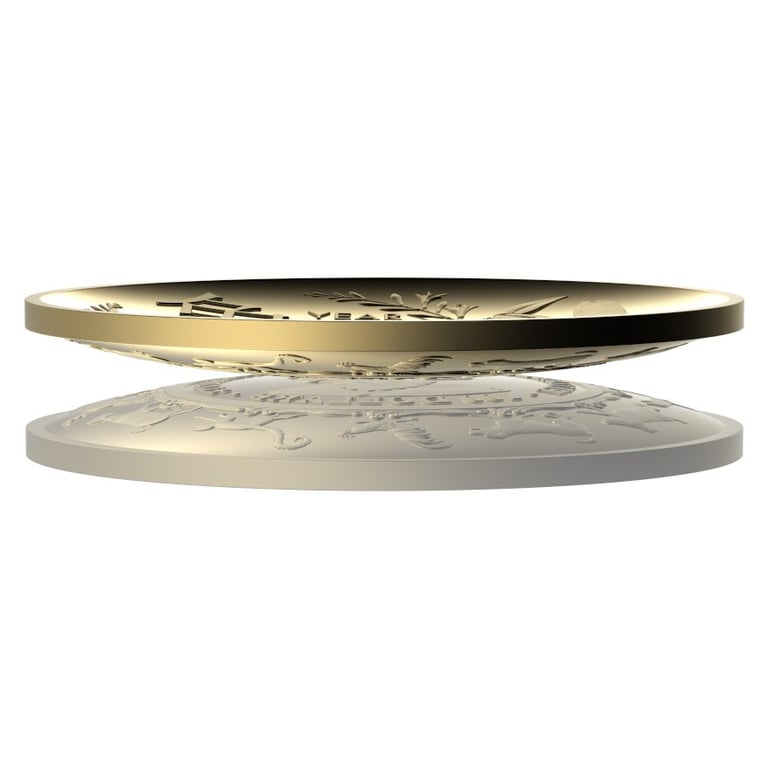 Side view of the Gold Lunar Hare 1 oz PF domed coin - RAM 2023