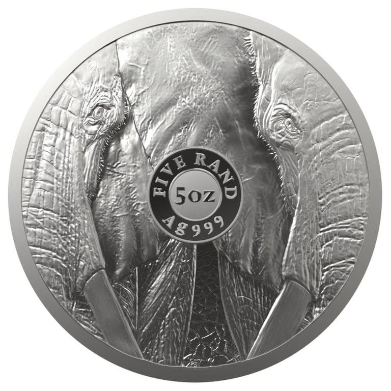 Back of the Silver Elephant 5 oz - Big Five Series II - 2021