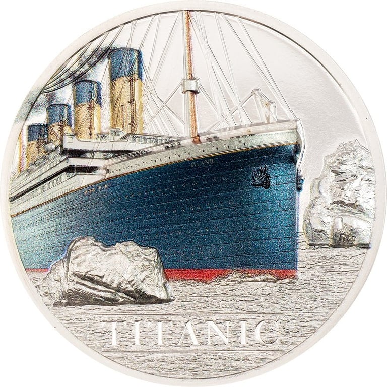 Front of the Silver Titanic 1 oz PF - High Relief incl. Relic 2022