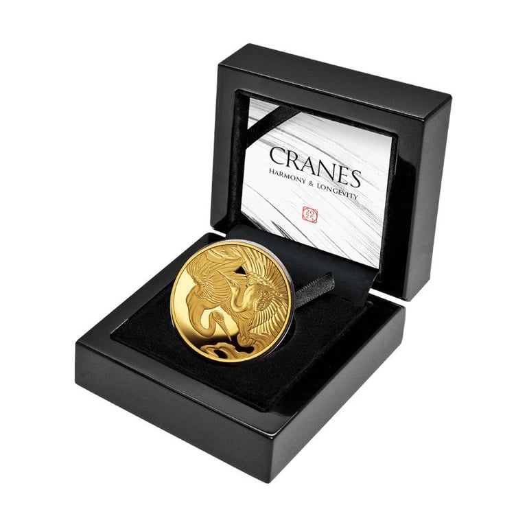 Gold Cranes 1 oz PF - 2025 in the original coin case
