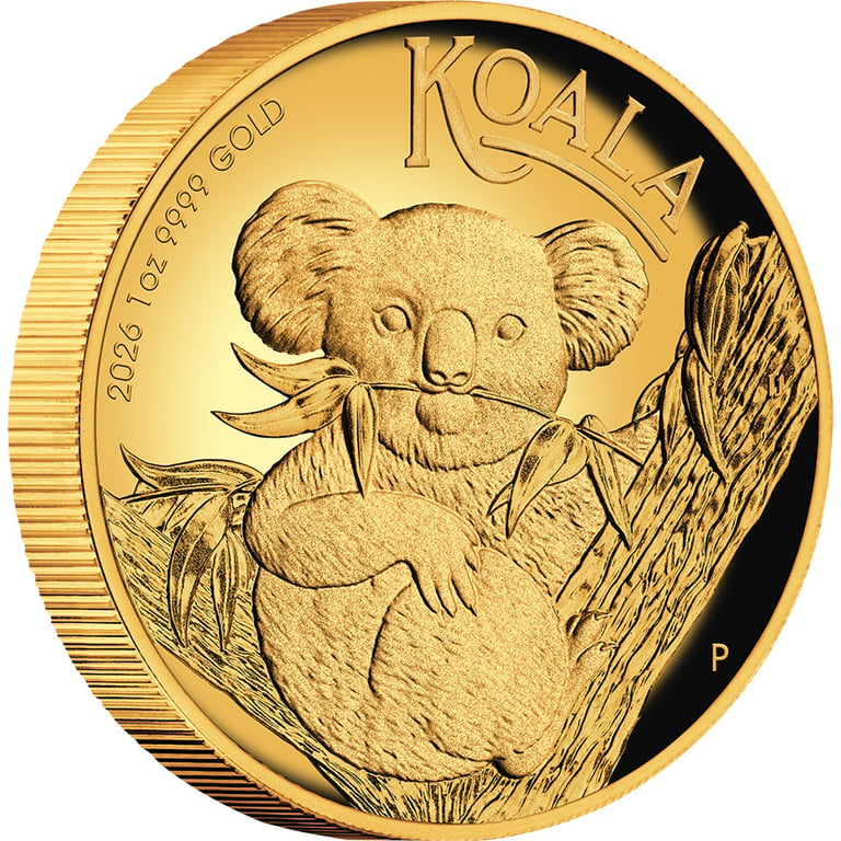 Side view of Front of Gold Koala 1 oz Proof - High Relief 2026