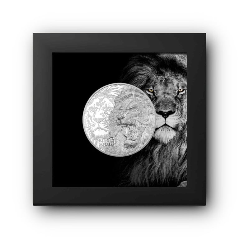 Silver King of the South - Lion 3 oz PF - Ultra High Relief in the original coin case