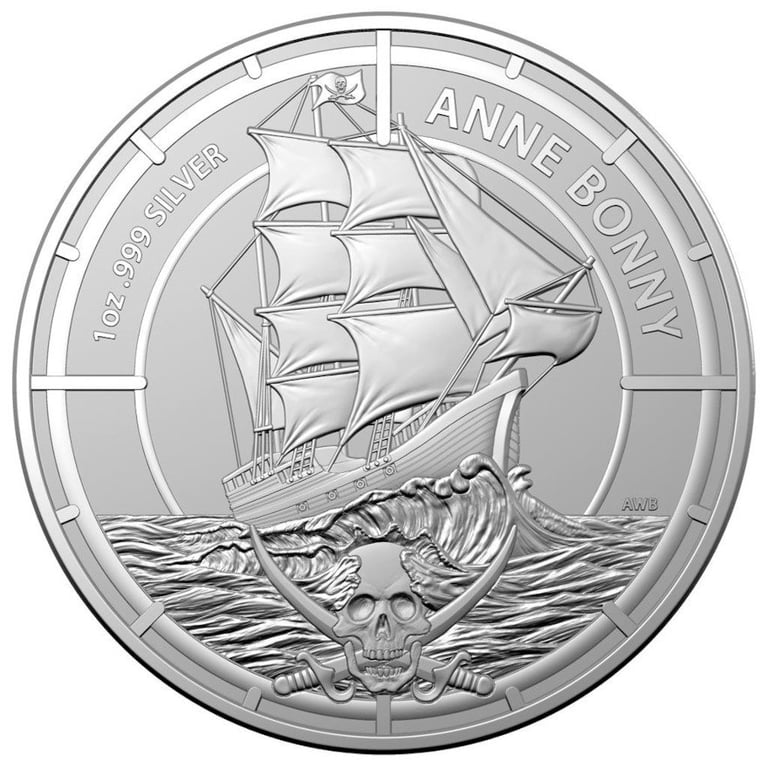 Front of the Silver Pirate Queens 1 oz - Anne Bonny 