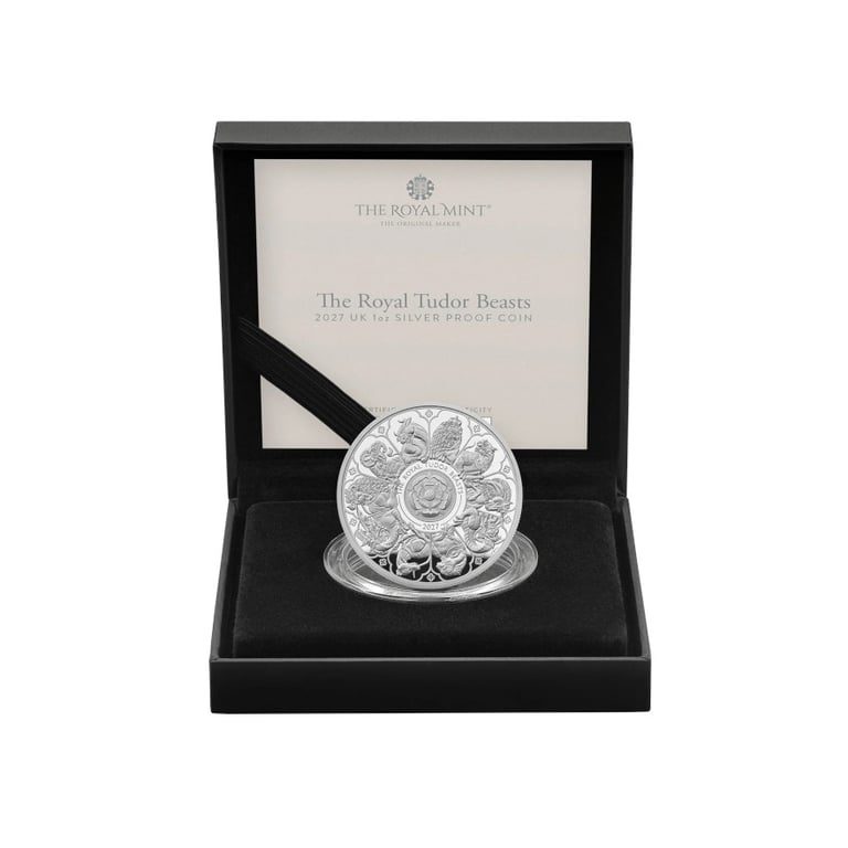 Coin case of Silver Royal Tudor Beasts 1 oz PF - Completer Coin