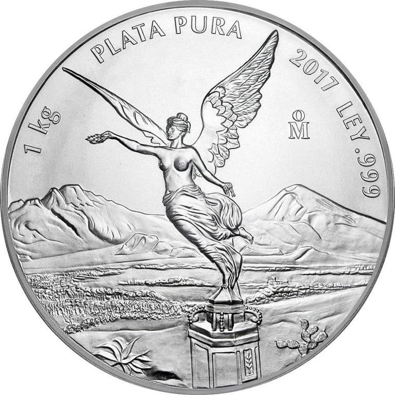 Front of the Silver Mexico Libertad 1000 g