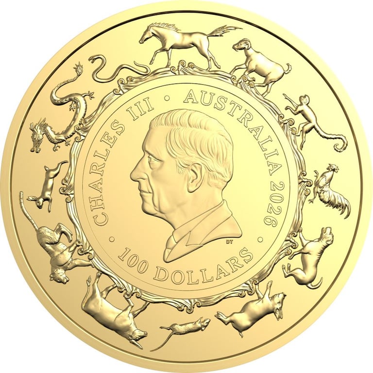 Back of the Gold Lunar Horse 1 oz - RAM 2026