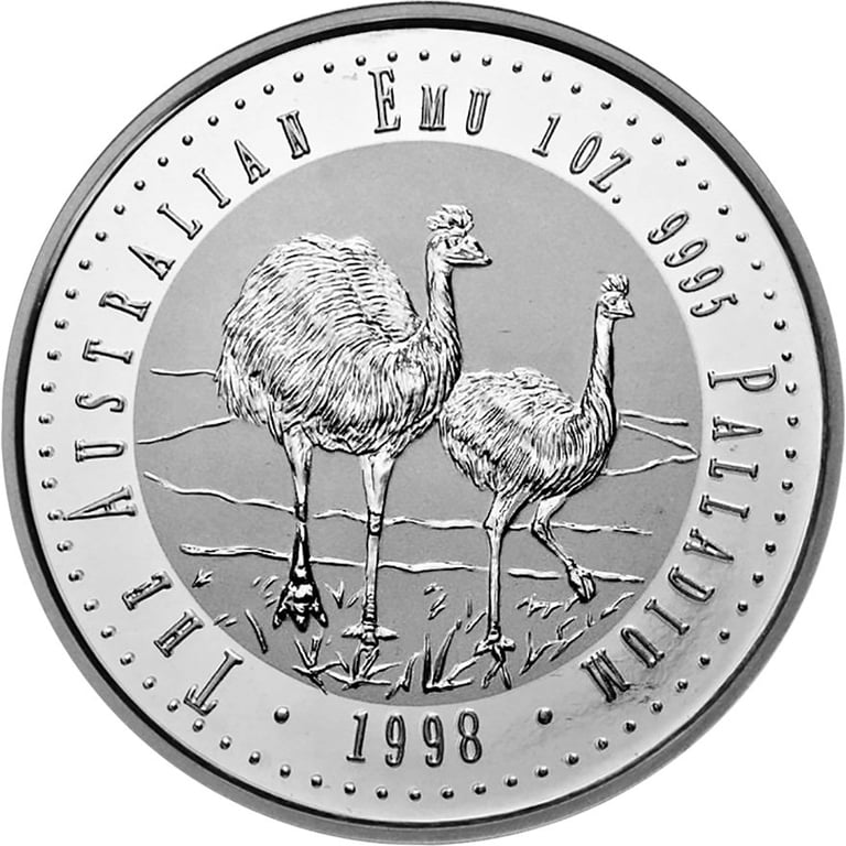 Front of the Palladium Emu 1 oz - various years