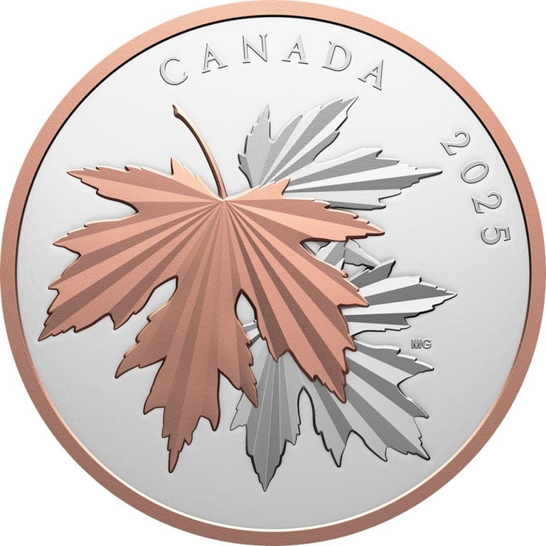 Front of the Silver Gleaming Maple Leaf 10 oz PF - 2025