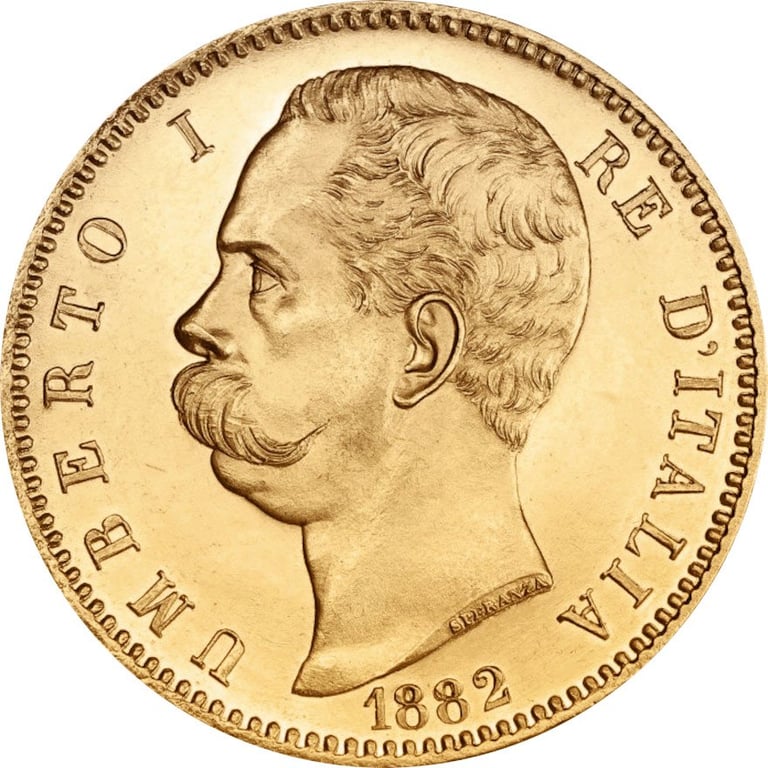 Front of the Gold 20 Lire Italy