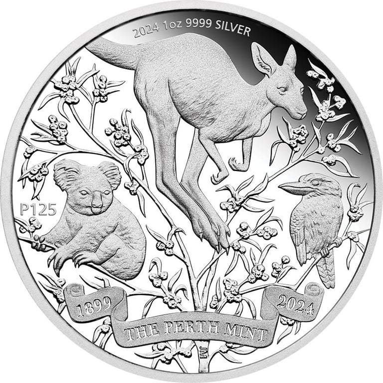 Front of the Silver The Perth Mint's 125th Anniversary 1 oz PF - 2024