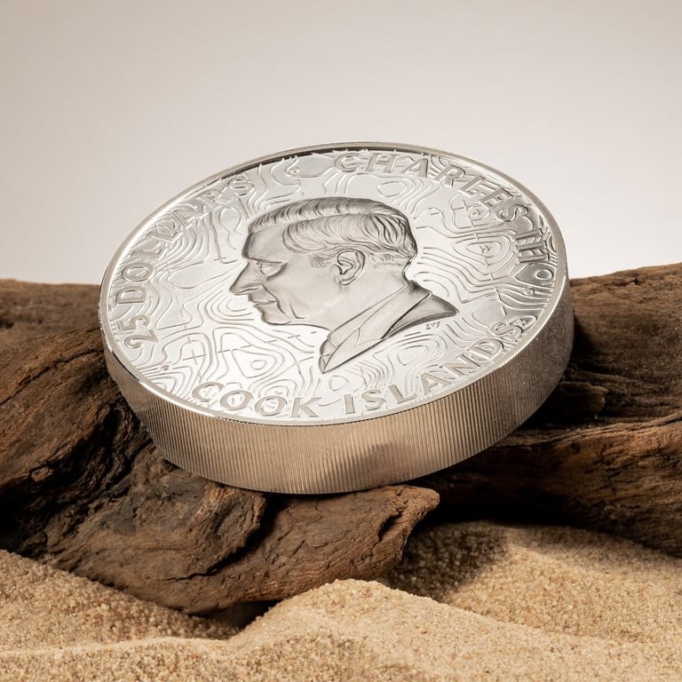 Side view of the Silver Topography Grand Canyon 5 oz PF - Ultra High Relief 2023
