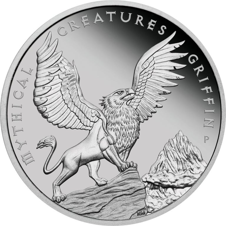 Front of the Platinum Griffin - Mythical Creatures - 1 oz PF - 2022