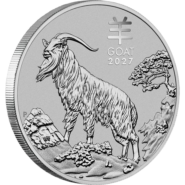 Side view of Platinum Lunar III 1 oz - Goat 2027