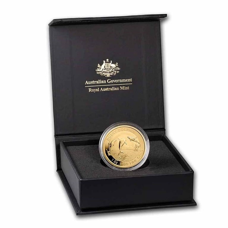 Gold Dusky Dolphin 1 oz - RAM 2022 in the original coin case