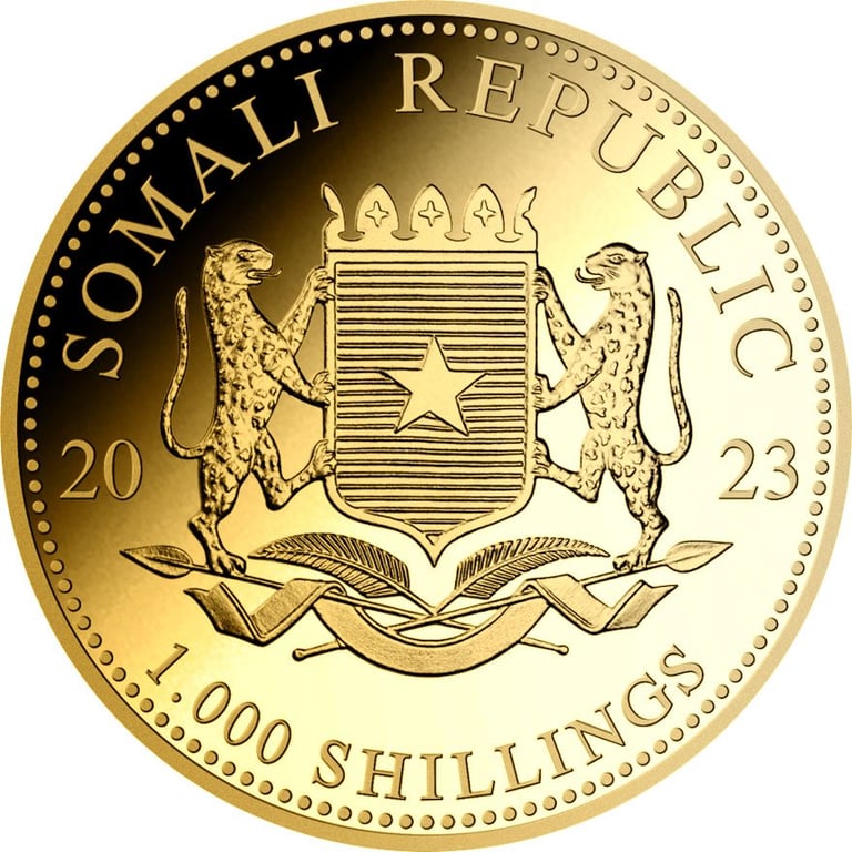 Back of the Gold Somalia Elephant 1 oz