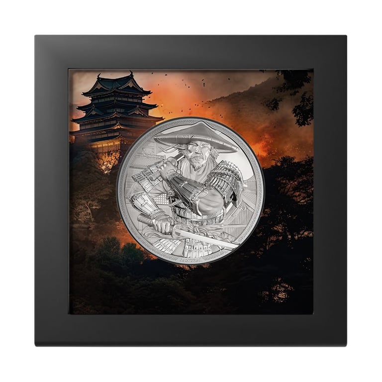 Silver Samurai 5 oz PF - smartminting® 4.0 - 2025 in the original coin case