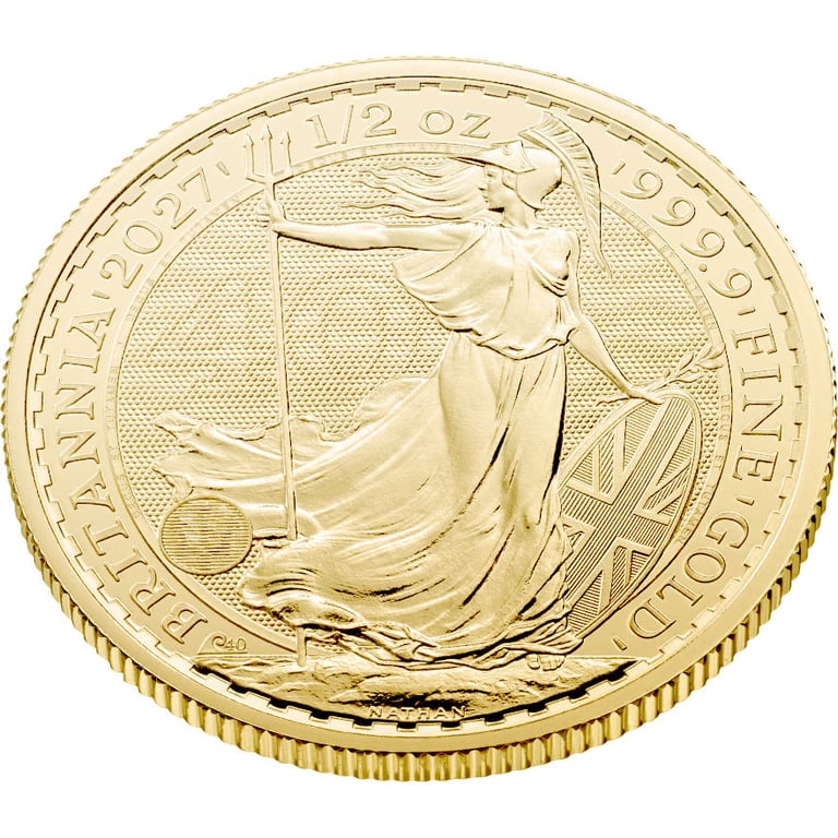Side view of Gold Britannia 1/2 oz - 2027