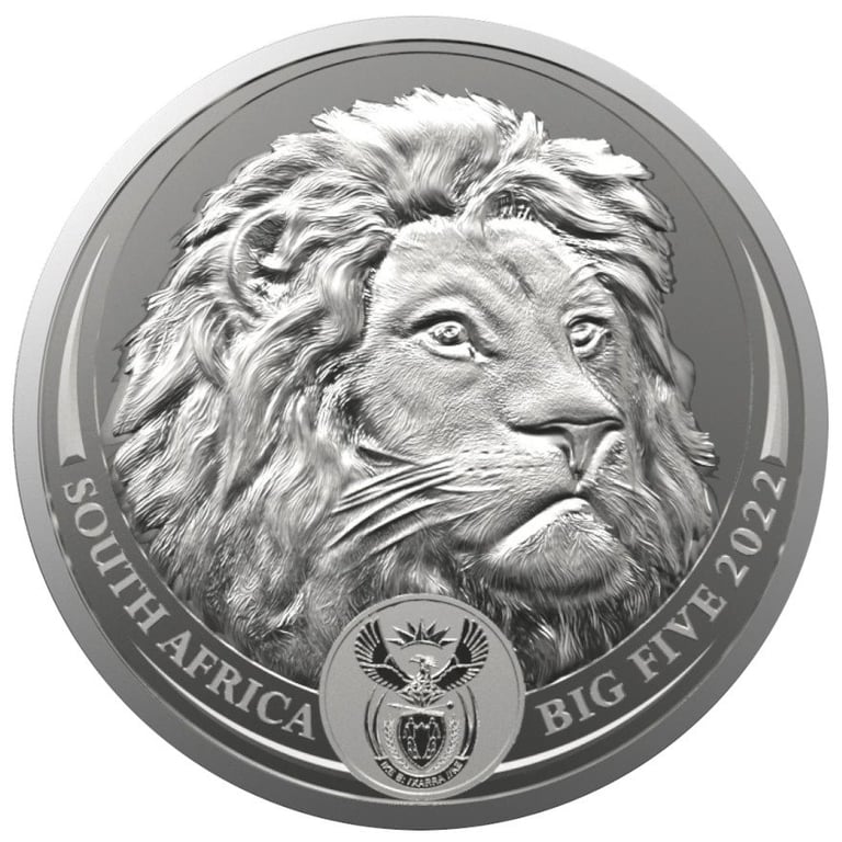 Front of the Silver Lion 1 oz - Big Five Series II - 2022
