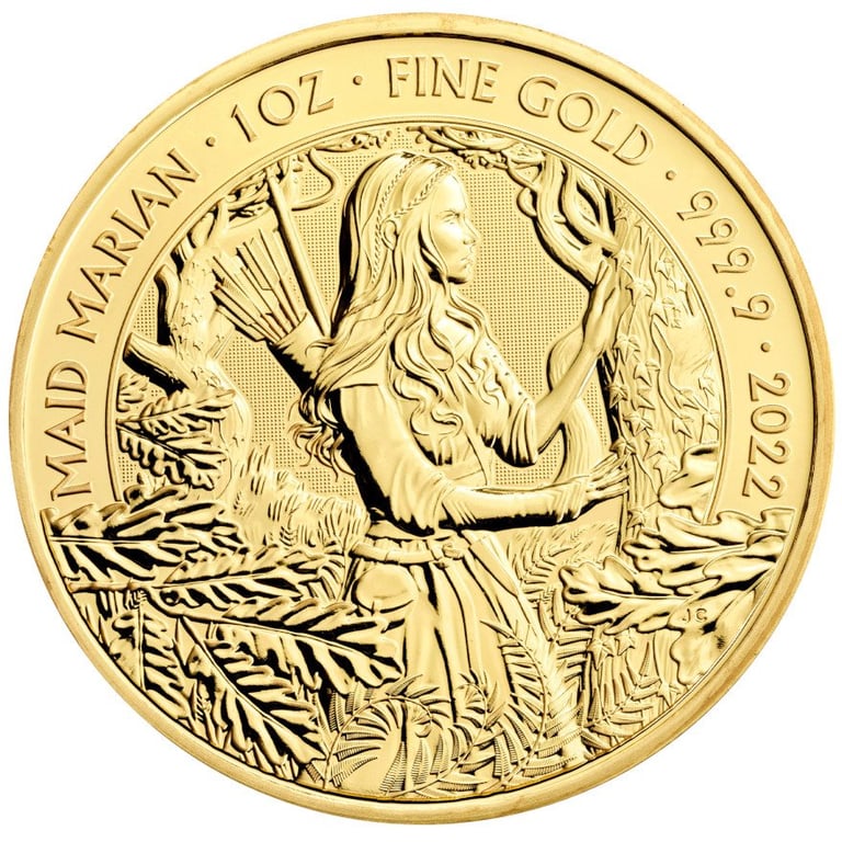 Front of the Gold Maid Marian 1 oz - Myths and Legend 2022