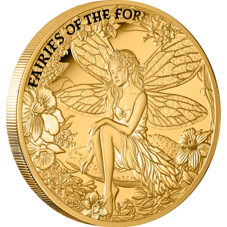 Side view of Gold Forest Fairies 1 oz Proof – 2026