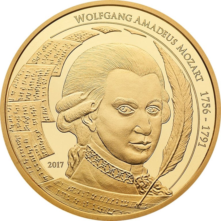 Front of the Gold Mozart Coin 1/1 - philoro