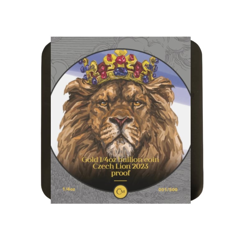 Original coin case of the Gold Czech Lion 1/4 oz - PF - 2023 (incl. case and COA)