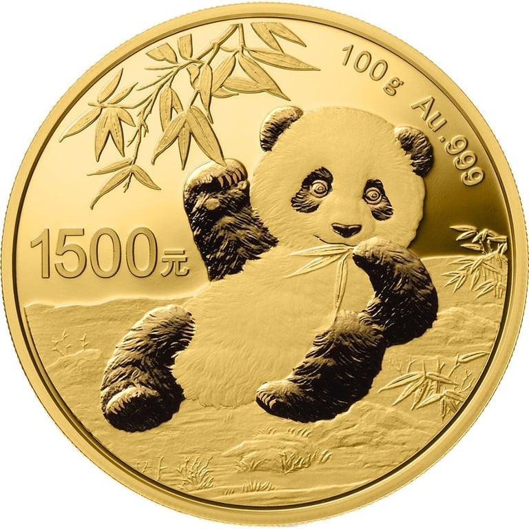 Front of the Gold China Panda 100 g PF - 2020