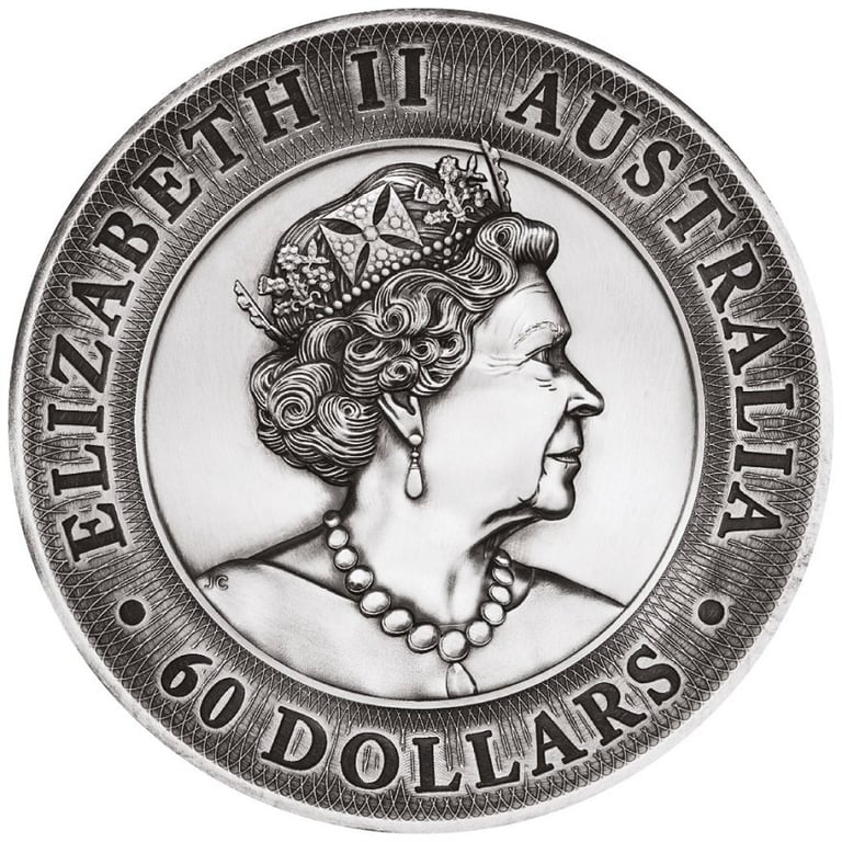 Back of the Silver Great Barrier Reef 2 kg 2021 - High Relief - Antique Finish