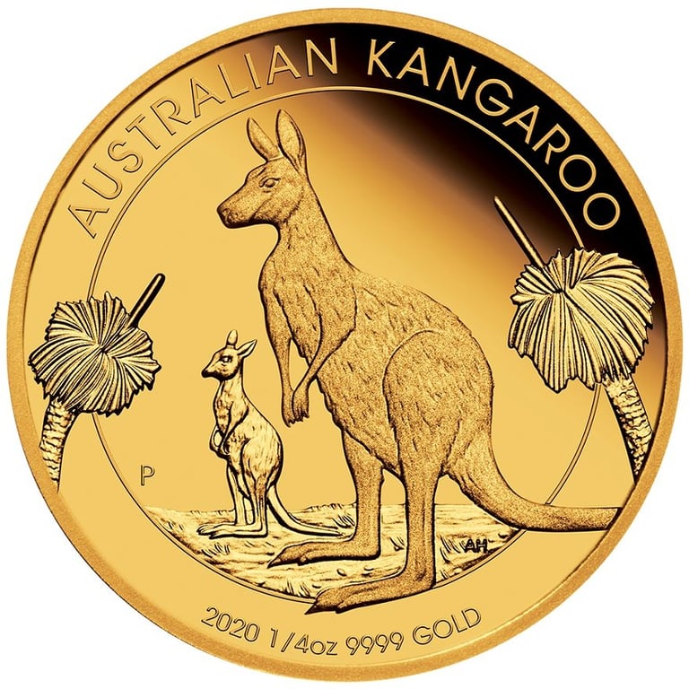 Front of the Gold Kangaroo 1/4 oz PF - 2020
