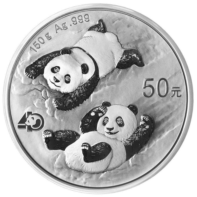 Front of the Silver China Panda 150 g - 40th Anniversary - PF - 2022