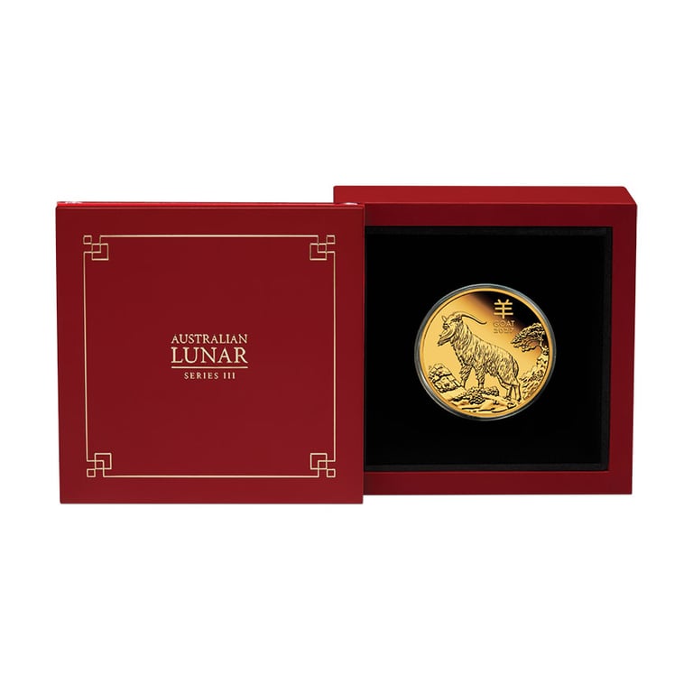 Coin case of Gold Lunar III Goat 1 oz PF - 2027