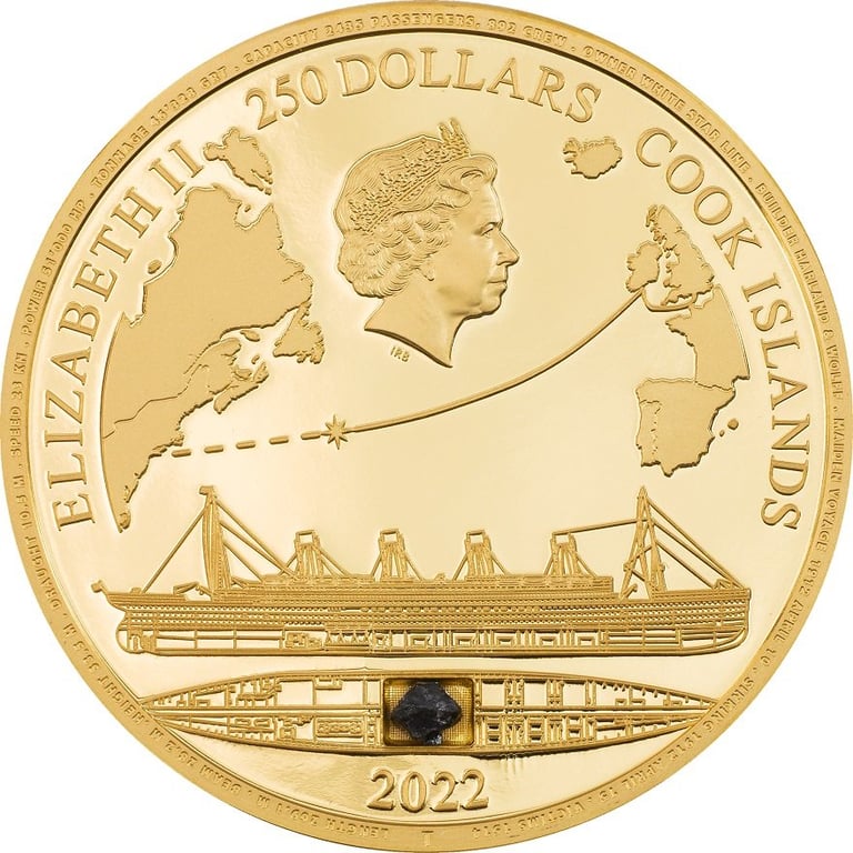 Back of the Gold Titanic 1 oz PF - High Relief incl. Relic 2022