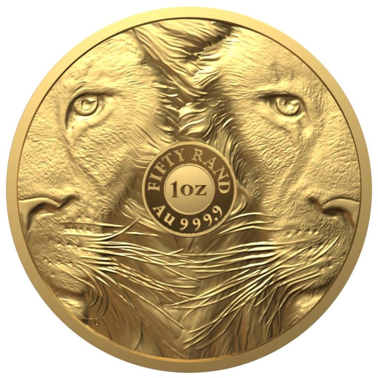 Back of the Gold Lion 1 oz Proof - Big Five Series II - 2022