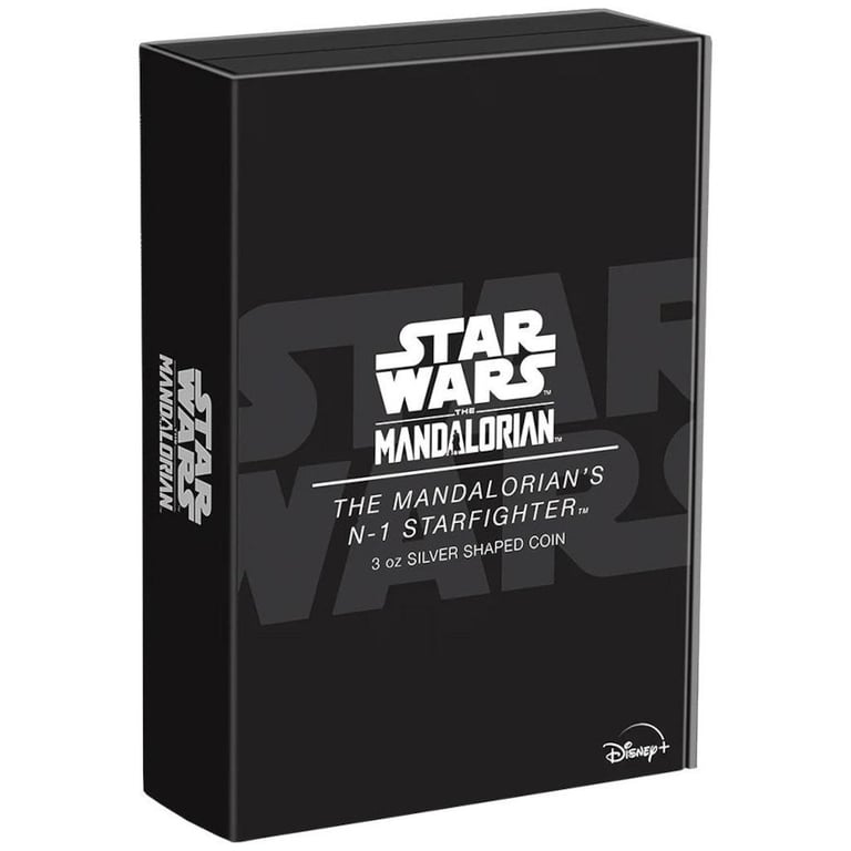 Original case of the Silver STAR WARS Mandalorian N-1 Starfighter 3 oz - 2023