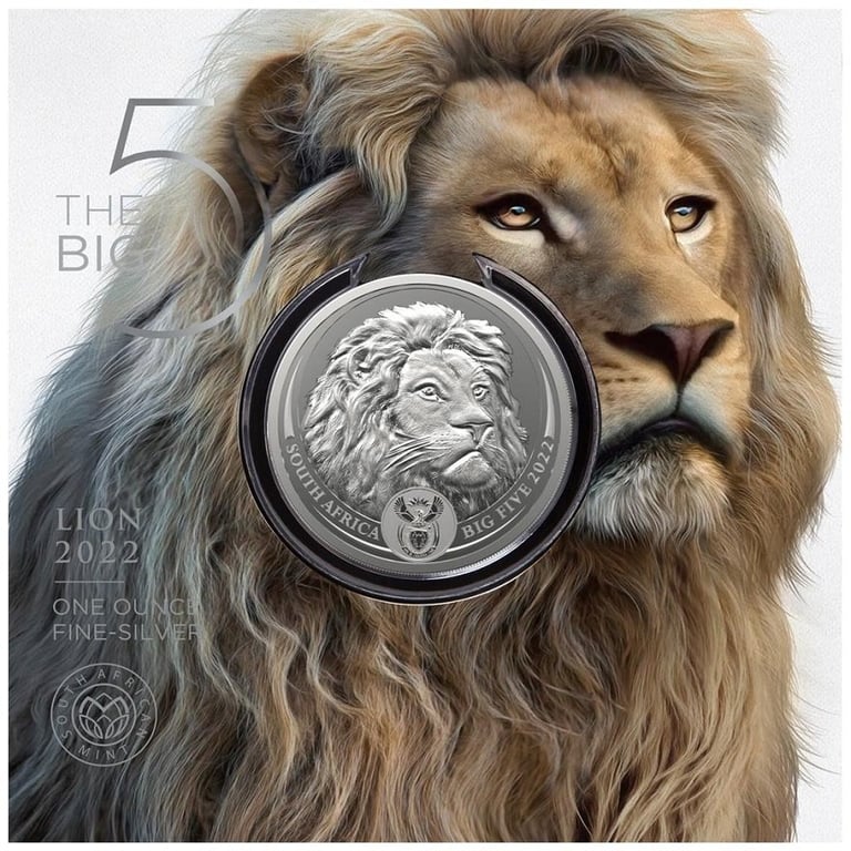 Silver Lion 1 oz - Big Five Series II - 2022 in the original coin case