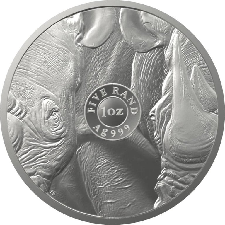 Back of the Silver Rhino 1 oz - Big Five Series II - 2022