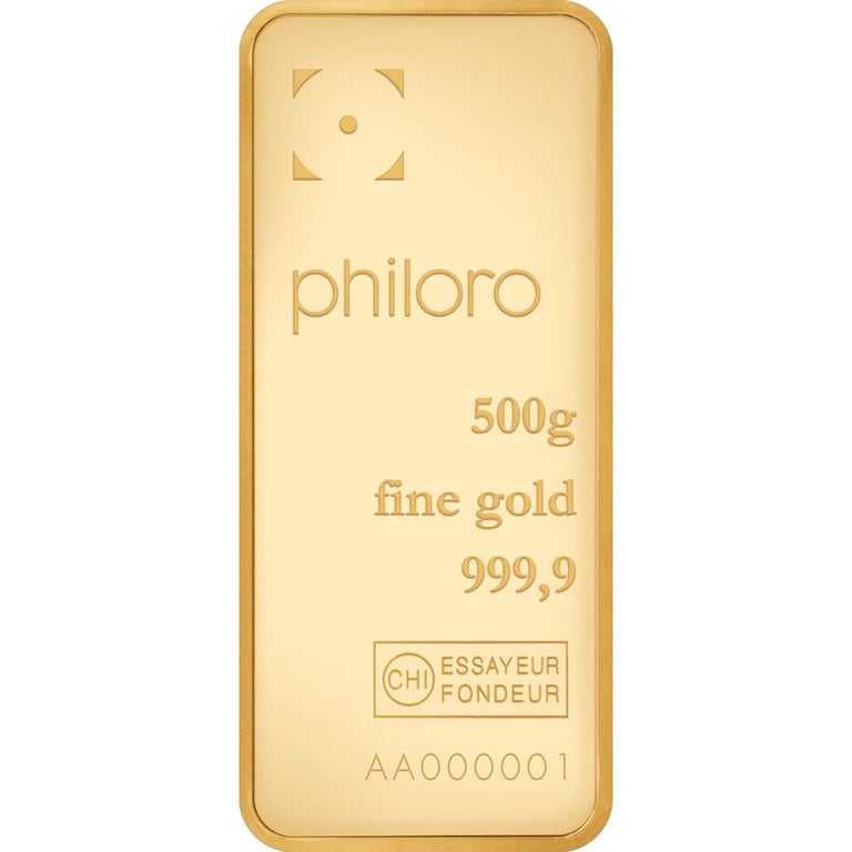 Front of the Gold bar 500 g - philoro