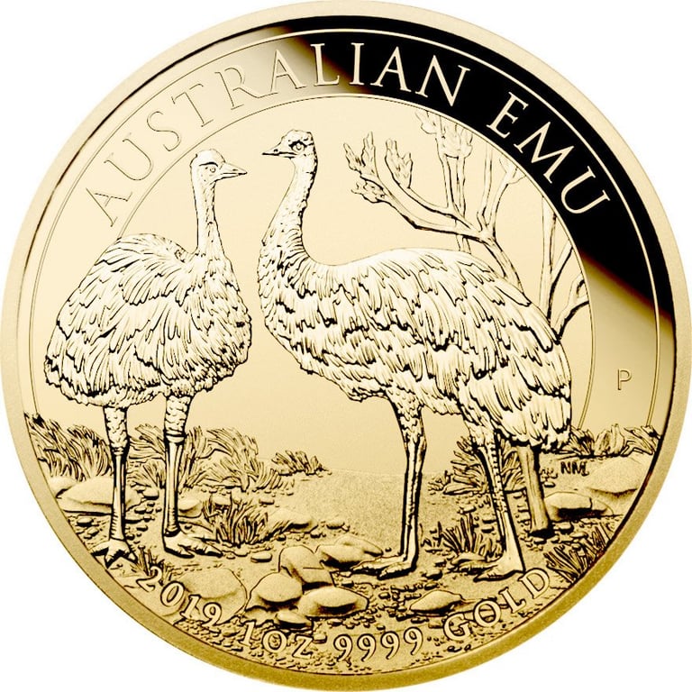 Front of the Gold Emu 1 oz - 2019