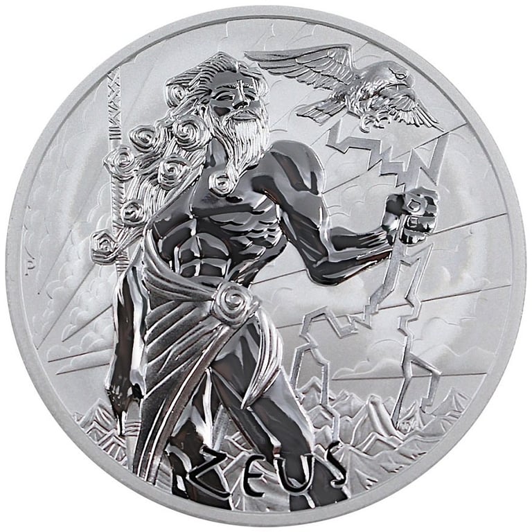 Front of the Silver 1 oz - Gods of Olympus - Zeus 2020