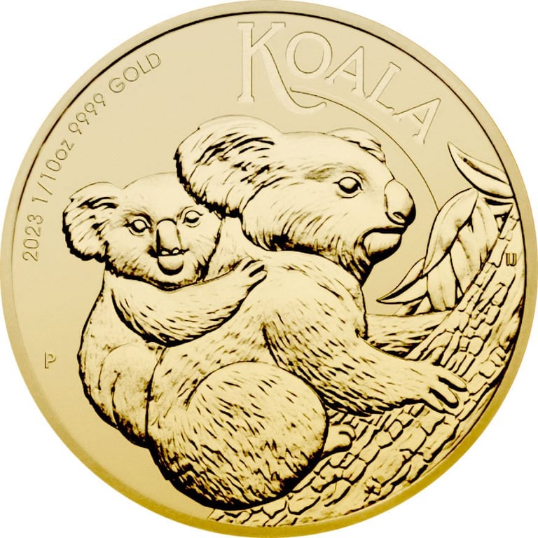 Front of the Gold Koala 1/10 oz - 2023