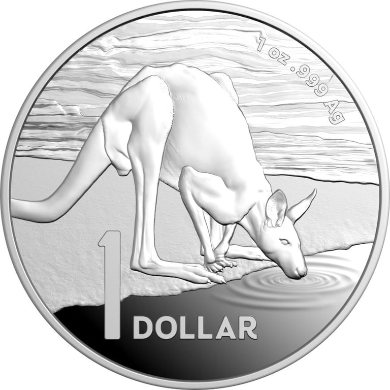 Front of the Silver Kangaroo - Desert Life 1 oz Proof - RAM 2024