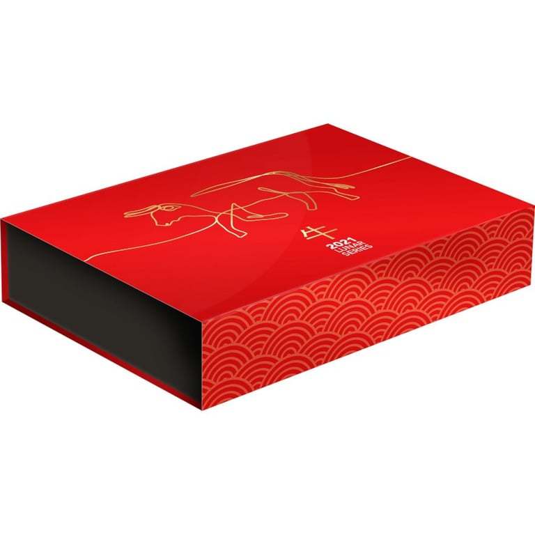 Original coin case of the Gold 5 oz Lunar Ox PF - 2021- RAM