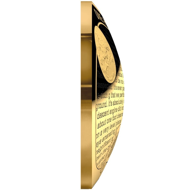 Side view of the Gold 50th Anniversary of the Moon Landing 1 oz Proof domed coin - RAM 2019