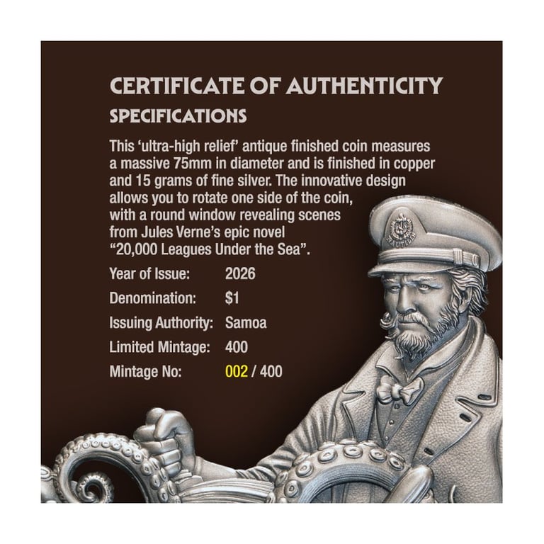 Certificate of Jules Verne – Rotating High Relief 2026