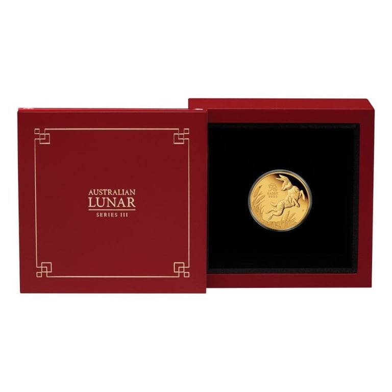 Gold Lunar III 1/4 oz Rabbit PF - Perth Mint 2023 in the original coin case