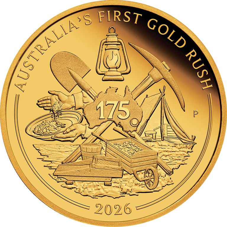 Front of Gold Australia's First Gold Rush 1 oz Proof - 175th Anniversary - 2026