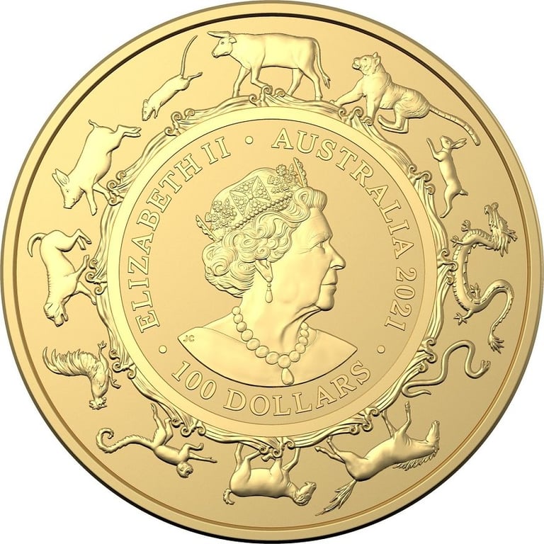 Back of the Gold Lunar Ox 1 oz - RAM 2021
