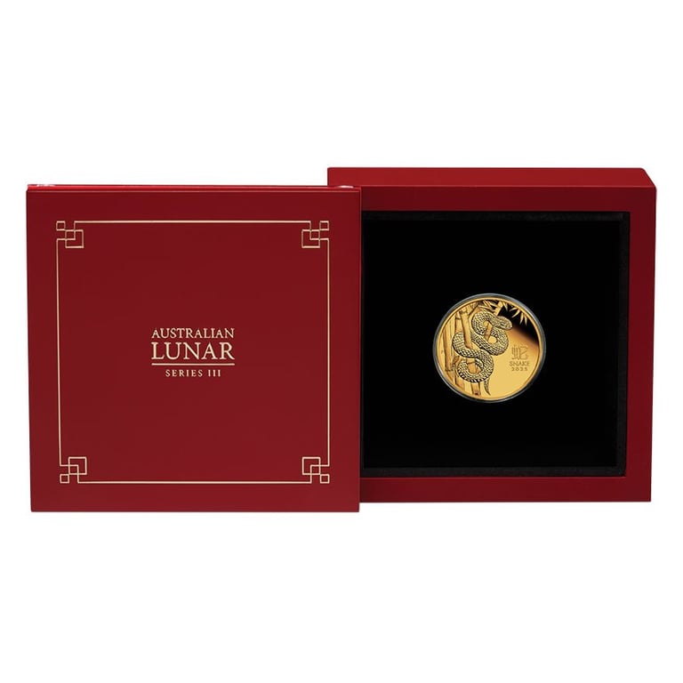 Gold Lunar III Snake 1/4 oz PF - 2025 in the original coin case