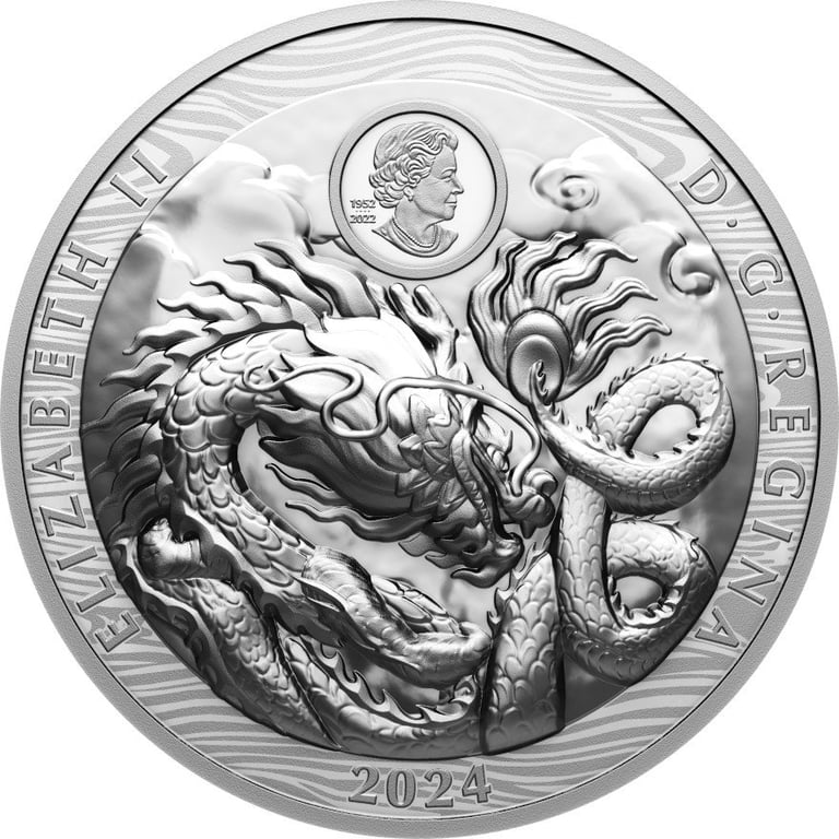 Back of the Silver Lunar Dragon 3 oz PF - Ultra High Relief 2024