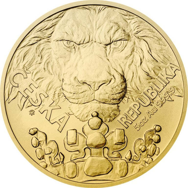Front of the Gold Czech Lion 5 oz - 2023